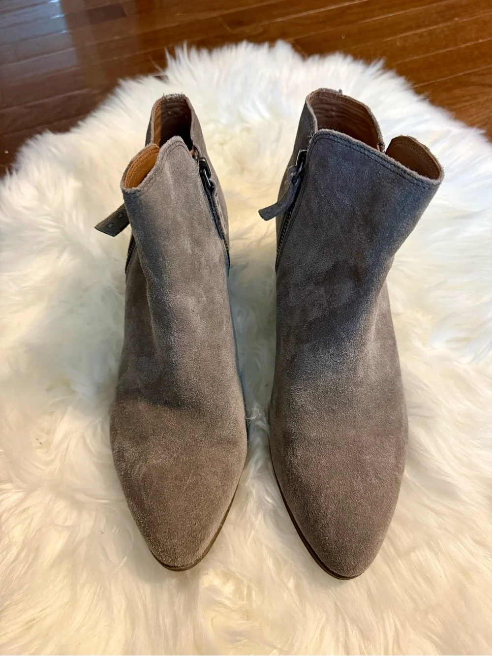 FRYE Women's Suede Ankle Booties in Taupe Size 9.5